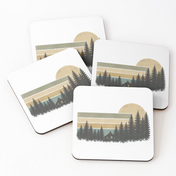 Item preview, Vintage Forest Cabin Sunset Landscape designed and sold by GenesixDesign.