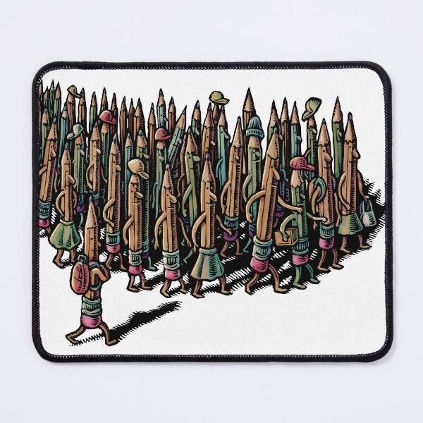 Item preview, crowd of pencils walking in the same direction designed and sold by LisaHaney.