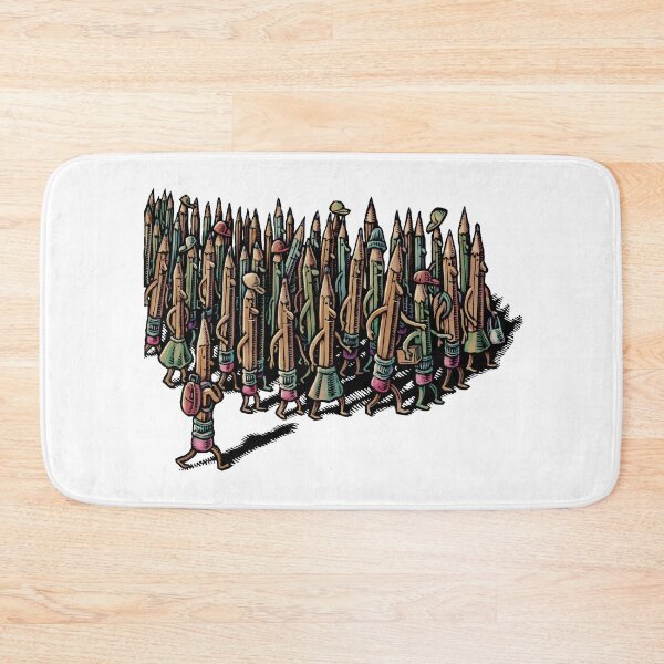 Item preview, crowd of pencils walking in the same direction designed and sold by LisaHaney.