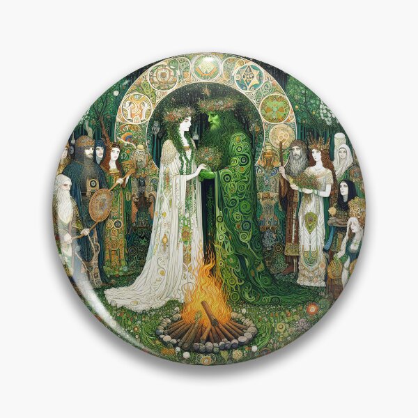 Item preview, The Sacred Marriage of the May Queen and Green Man | Celtic Mythology Art Print designed and sold by Stoneflower-Art.