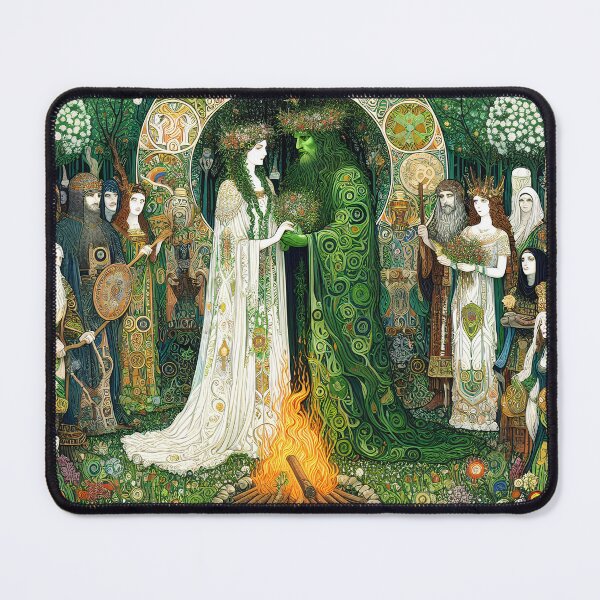 Item preview, The Sacred Marriage of the May Queen and Green Man | Celtic Mythology Art Print designed and sold by Stoneflower-Art.