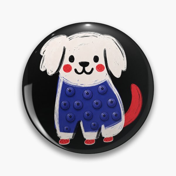Item preview, Cute Blueberry Dog with Red Tail and Shoes designed and sold by ZunZunArt.