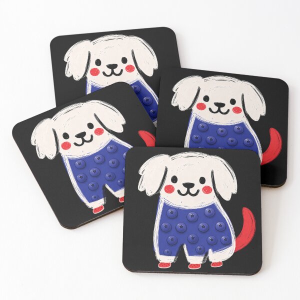 Item preview, Cute Blueberry Dog with Red Tail and Shoes designed and sold by ZunZunArt.