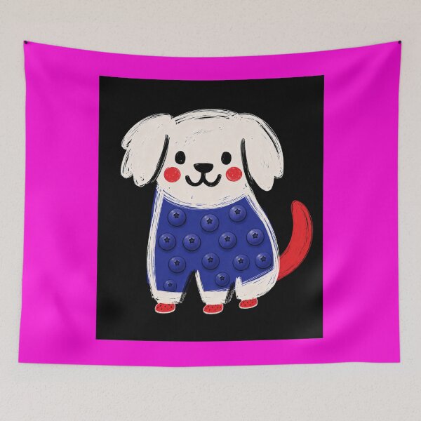 Item preview, Cute Blueberry Dog with Red Tail and Shoes designed and sold by ZunZunArt.