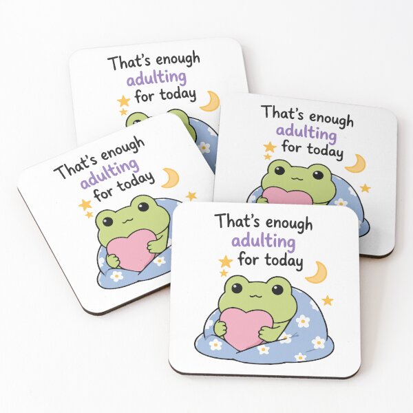 Item preview, Introvert Frog Meme 'Thats Enough Adulting for Today' Cute Frog Quote designed and sold by Olivra.
