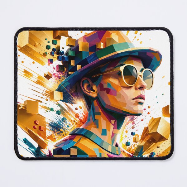 Item preview, Cyberpunk Geometric Portrait – Colorful Low Poly Abstract Art designed and sold by KireaDesigns.