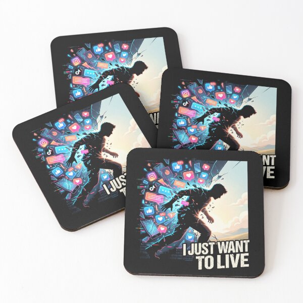 Item preview, I Just Want To Live – Digital Detox Freedom Art, Social Media Escape, Mental Health Awareness Design designed and sold by PLUSHIWORLDtm.