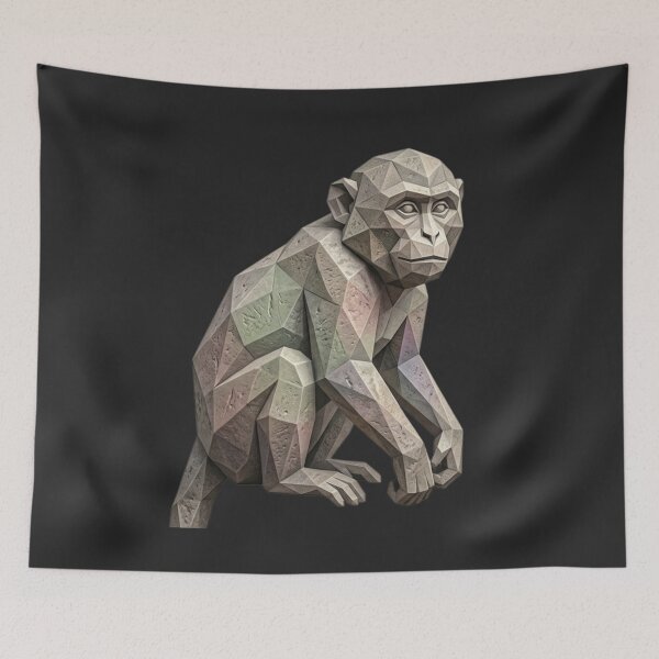 Item preview, Geometric Stone Monkey – Minimalist Style T-Shirt for Modern Art Lovers designed and sold by bsbd-action.