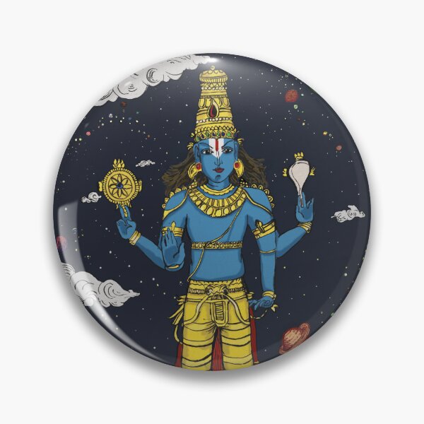 Item preview, Vishnu in the Cosmos — Original Ink & Digital Art Print | Hindu Deity Space Art designed and sold by Ink wild.