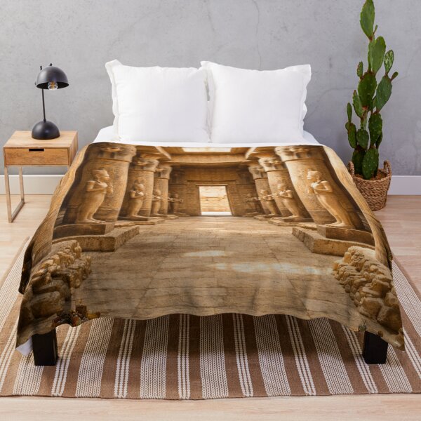 Item preview, Ancient Egyptian Temple Interior | Luxor Columns Hieroglyphics Golden Architecture Art designed and sold by Queen Cleopatra.