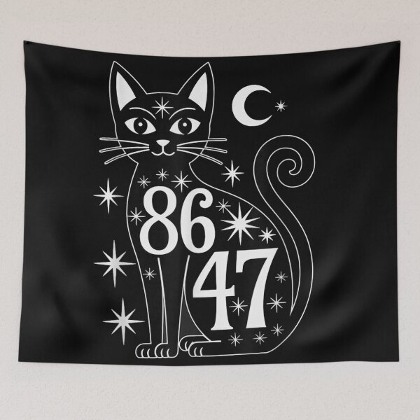 Item preview, Mid Century Modern Celestial Black Cat 86 47 Stars And Moon designed and sold by YubitaLeLe.