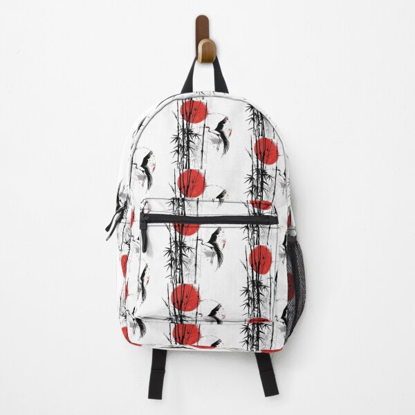 Item preview, Japanese Crane Red Sun Art | Minimal Black White Ink Style | Oriental Aesthetic Design designed and sold by amareshdas008.