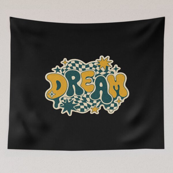Item preview, Retro DREAM Typography Art • Psychedelic Wavy Lettering • Vintage Checkered Aesthetic • Inspiring Design designed and sold by Bright Nest Studio.