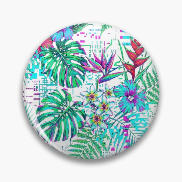 Item preview, Vaporwave Glitch-Art: Fragmented Hawaiian Jungle Pattern designed and sold by warayut.