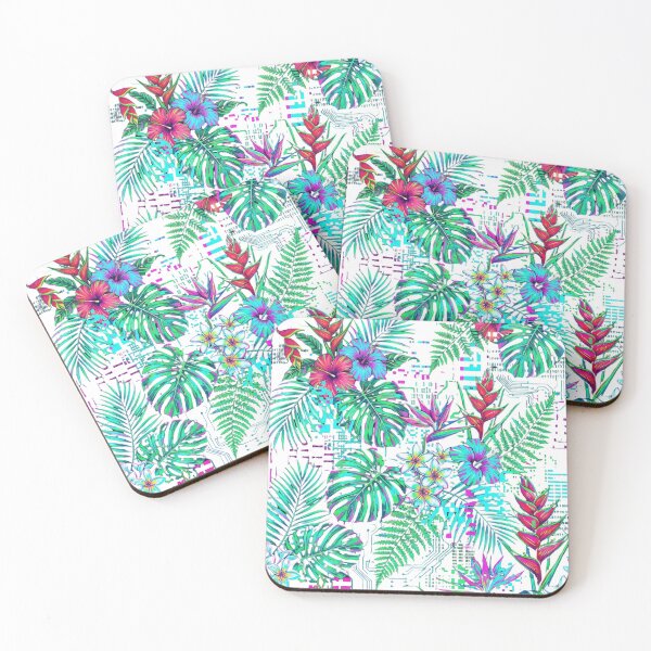 Item preview, Vaporwave Glitch-Art: Fragmented Hawaiian Jungle Pattern designed and sold by warayut.