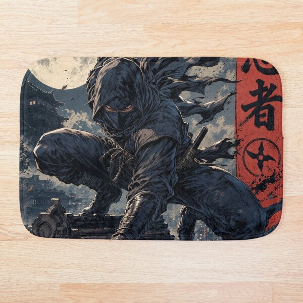 Artikelvorschau, Ein japanischer Ninja posiert vor dem Mond entworfen und verkauft von whiteblackcat.