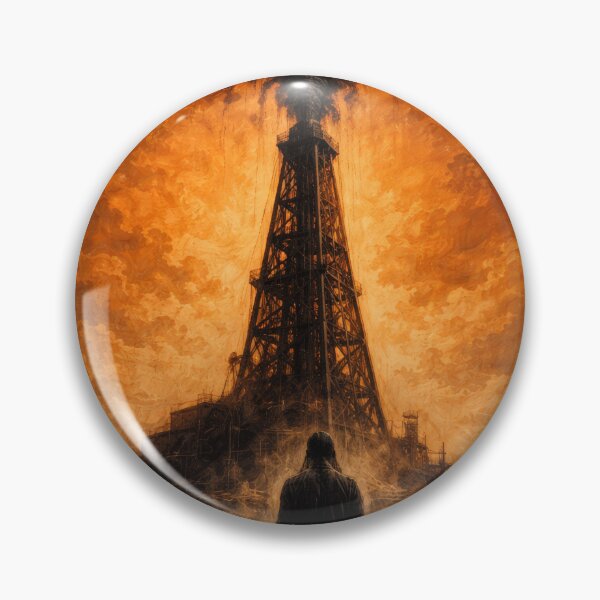Item preview, Man Silhouette Oil Derrick Fire Dark Drama Film Poster designed and sold by Cine8.