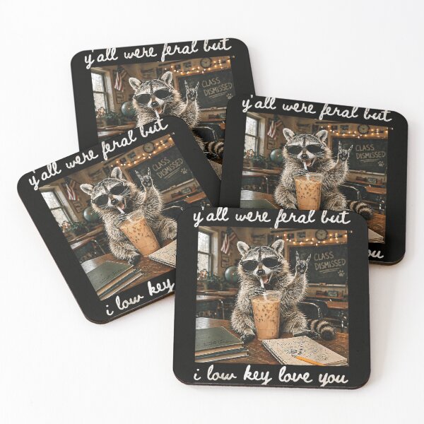 Item preview, Cool Raccoon Teacher Sunglasses Y'all Were Feral Low Key Love You designed and sold by LittleNhutton.