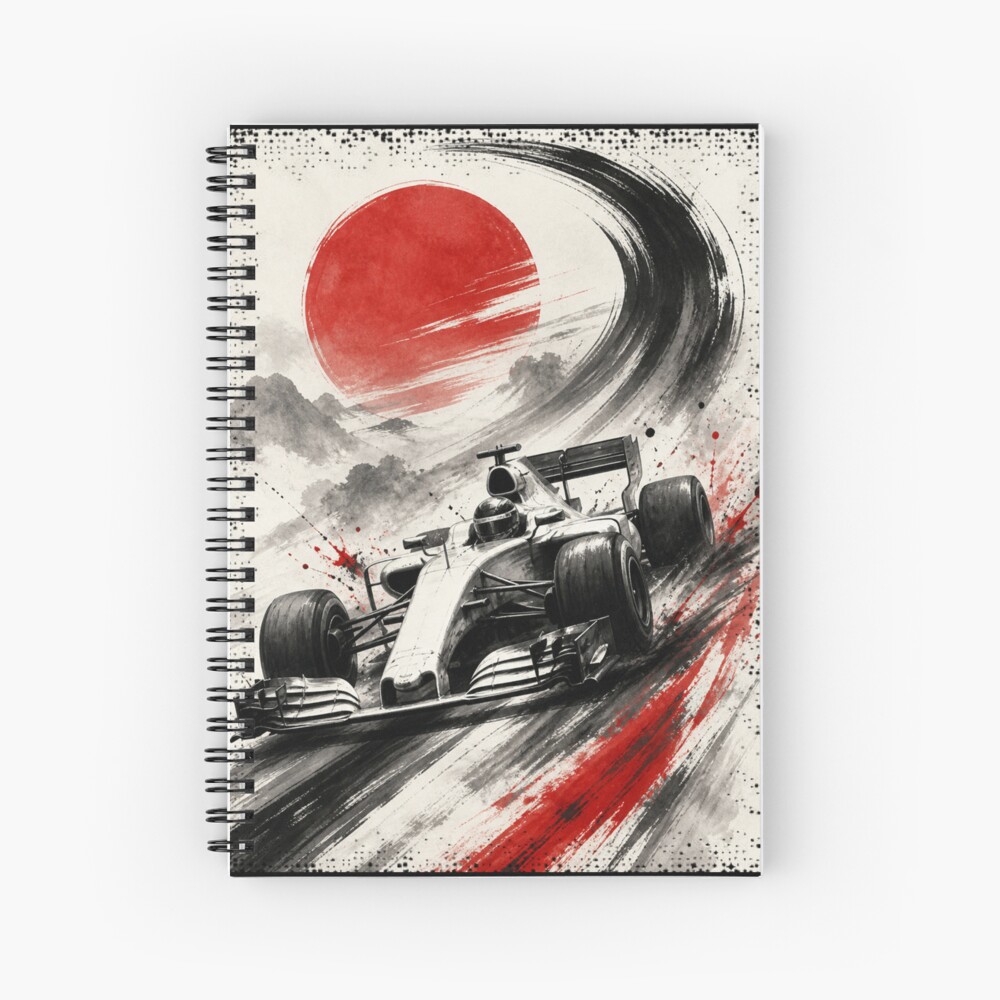 Ink Brush Grand Prix: One Design, On Everything You Own — Spiral Notebook