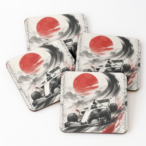 Artikelvorschau, Tuschepinsel F1 Grand Prix Rennfahrer Rote Sonne Japan Speed Art entworfen und verkauft von PlanetEye Designs.