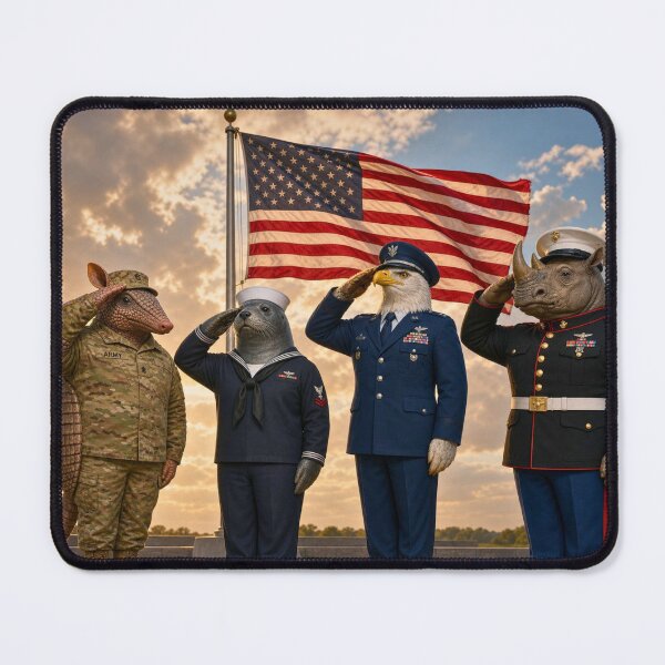Item preview, United We Stand – Patriotic Military Animals Saluting American Flag T-Shirt designed and sold by AnimalMarvels.