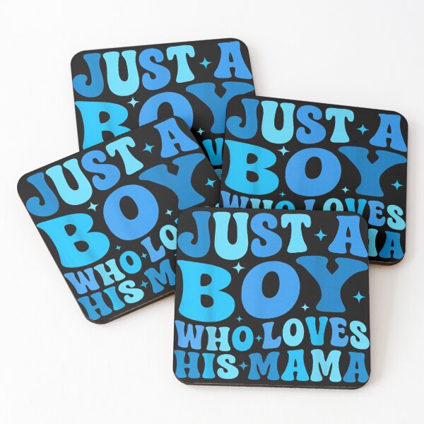Item preview, Just A Boy Who Loves His Mama Retro Blue Aesthetic Typography designed and sold by ObukiLantara.
