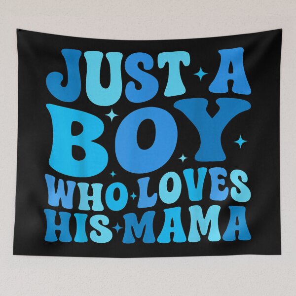 Item preview, Just A Boy Who Loves His Mama Retro Blue Aesthetic Typography designed and sold by ObukiLantara.