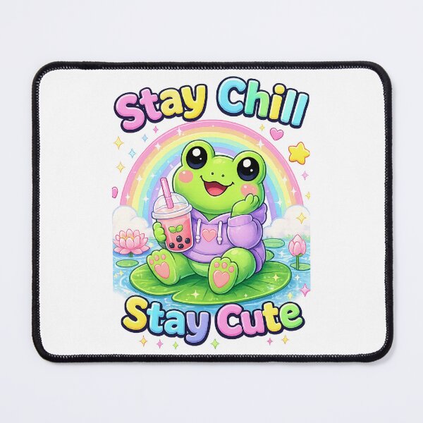 Item preview, Stay Chill Stay Cute Frog – Kawaii Frog Bubble Tea Pastel Aesthetic Cute Animal Design designed and sold by Clothes With Smiling Animals Walt Gral.
