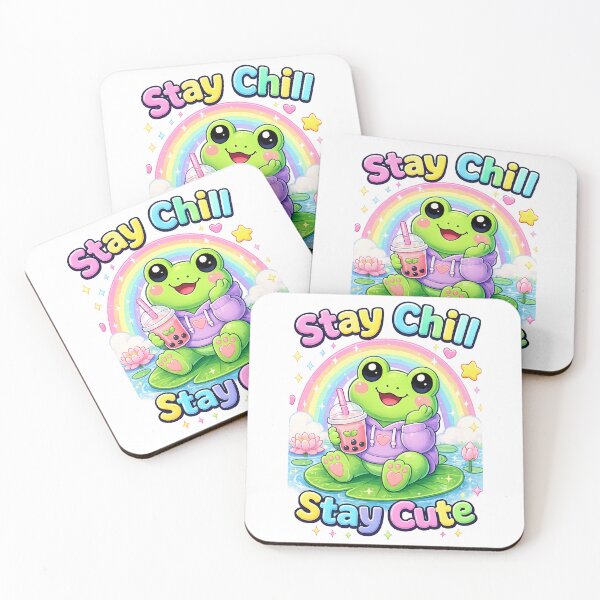Item preview, Stay Chill Stay Cute Frog – Kawaii Frog Bubble Tea Pastel Aesthetic Cute Animal Design designed and sold by Clothes With Smiling Animals Walt Gral.