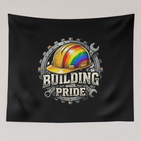 Item preview, Building With Pride Construction Worker Gift – LGBTQ Trades Pride Month Apparel designed and sold by Im-Ara.