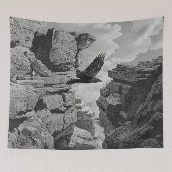 Item preview, A Raven gliding above rugged cliffs, Birds in Motion designed and sold by CDC40.