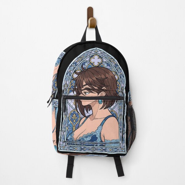 Item preview, Momo Ayase Dandadan Blue Stained Glass Profile Portrait designed and sold by mildaclairmo.
