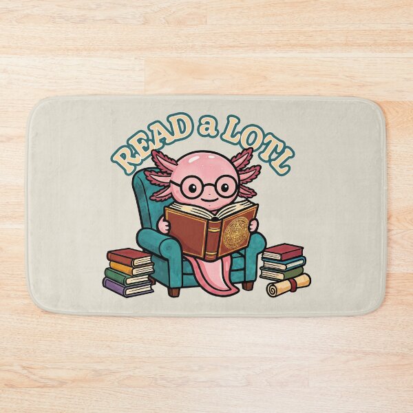 Item preview, I READ A LOTL cute axolotl nerd pink tadpole with books and mayan calendar designed and sold by bard-art.
