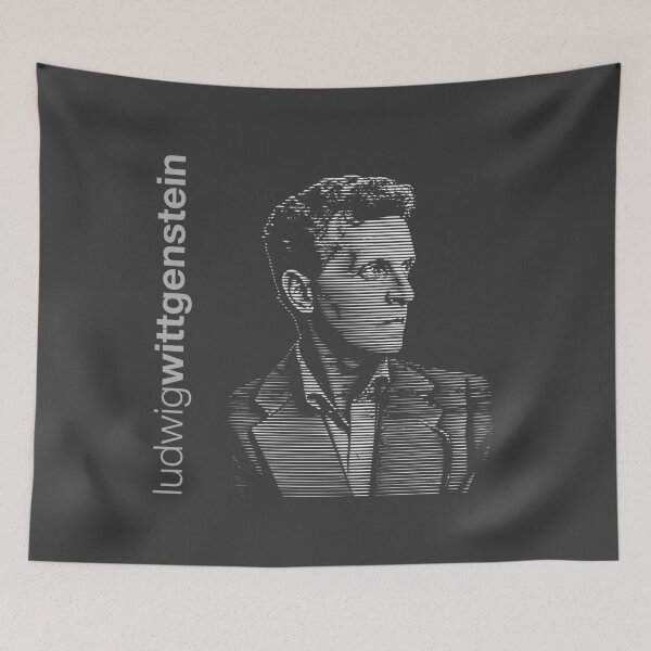 Item preview, Ludwig Wittgenstein halftone-stripes poster designed and sold by CMYKStudio.