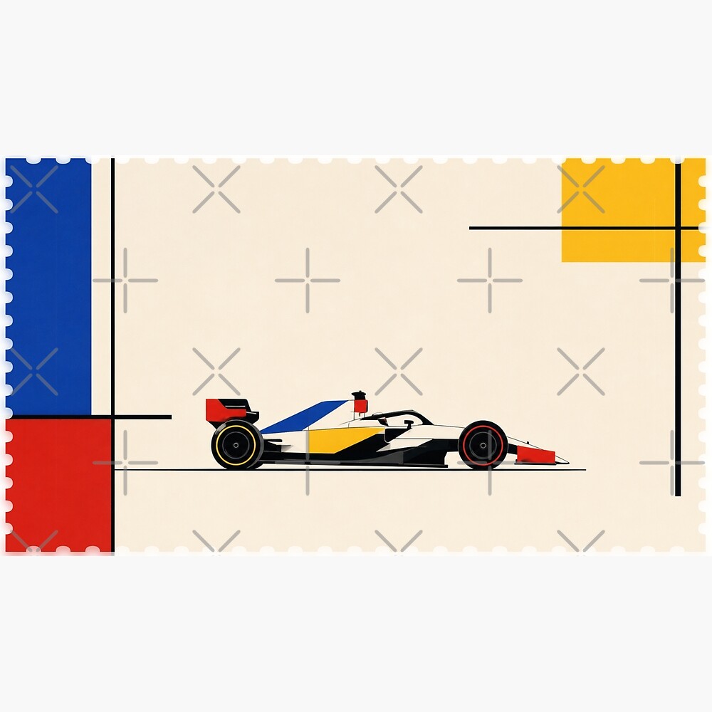 Geometric Racing Grand Prix Racer Primary Color Bauhaus Art — Poster