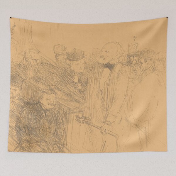 Item preview, Ribot Deposition by Henri de Toulouse-Lautrec | Vintage Courtroom Sketch Fine Art Print designed and sold by artofuniverse.
