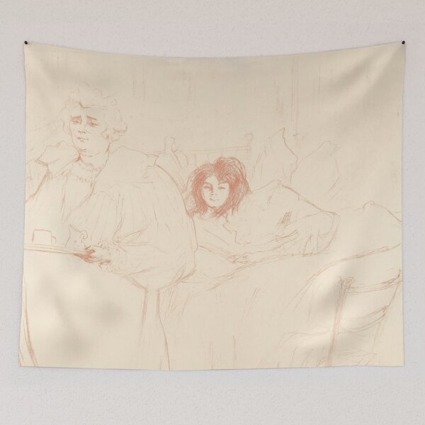 Item preview, Serving Breakfast by Henri de Toulouse-Lautrec | Vintage Bedroom Sketch Fine Art Print designed and sold by artofuniverse.