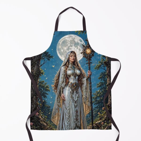 Item preview, Moon Priestess in Enchanted Forest | Fantasy Goddess Under Full Moon designed and sold by DrakariArt.