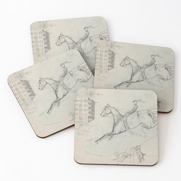 Item preview, Equestrian Sketch Sheet by Henri de Toulouse-Lautrec | Vintage Horse Drawing Fine Art Print designed and sold by artofuniverse.