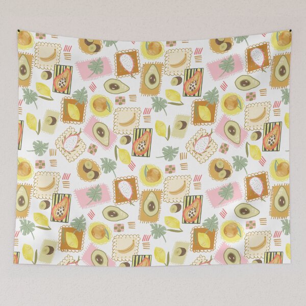 Aperçu de l'œuvre Collage de fruits tropicaux, style marché d'été créée et vendue par aneladesigns.