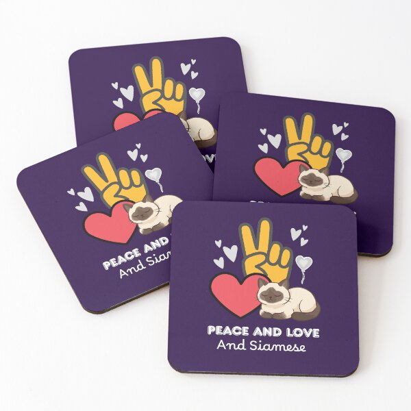 Item preview, Peace Love and Siamese Cat - Cute Aesthetic Kawaii Kitten designed and sold by Fateh-Kro ⭐⭐⭐⭐⭐.