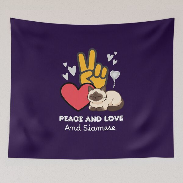 Item preview, Peace Love and Siamese Cat - Cute Aesthetic Kawaii Kitten designed and sold by Fateh-Kro ⭐⭐⭐⭐⭐.