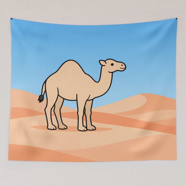 Item preview, Cute Cartoon Camel Standing on Sandy Desert Dunes Illustration designed and sold by Owcomm.