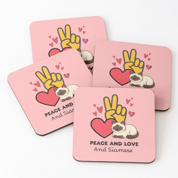 Item preview, Peace Love and Siamese Cat - Cute Aesthetic Kawaii Kitten designed and sold by Fateh-Kro ⭐⭐⭐⭐⭐.