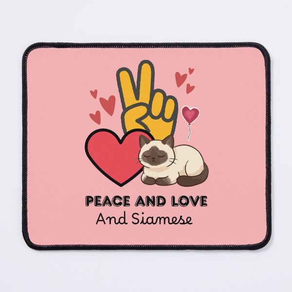 Item preview, Peace Love and Siamese Cat - Cute Aesthetic Kawaii Kitten designed and sold by Fateh-Kro ⭐⭐⭐⭐⭐.