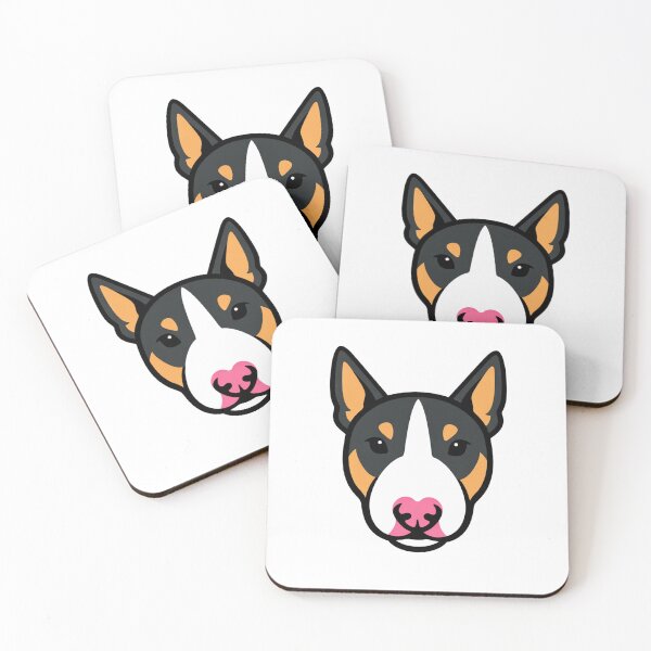 Item preview, Bull Terrier Face Minimalist Flat Illustration Black Tan White Dog Portrait designed and sold by Owcomm.