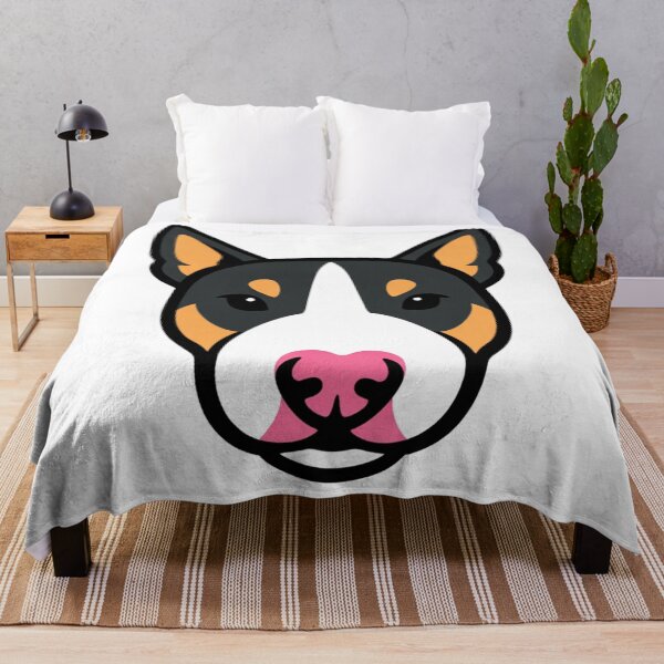 Item preview, Bull Terrier Face Minimalist Flat Illustration Black Tan White Dog Portrait designed and sold by Owcomm.