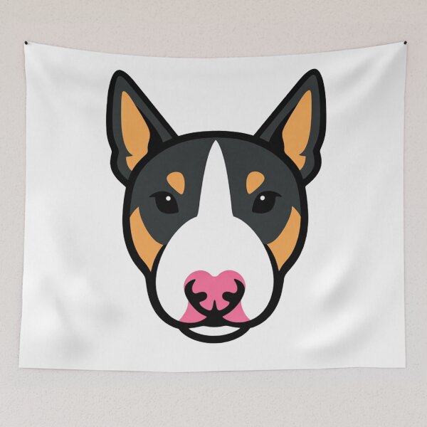 Item preview, Bull Terrier Face Minimalist Flat Illustration Black Tan White Dog Portrait designed and sold by Owcomm.