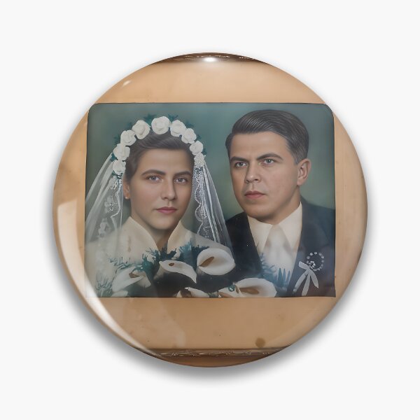 Item preview, picture of the bride and groom the picture was created during the Second World War Štefan Drabik with Anna Drabikova born Korenna designed and sold by Nalimkibard.