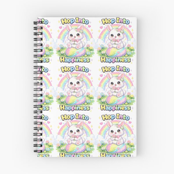 Item preview, Hop Into Happiness – Cute Bunny Kawaii Design with Rainbow & Flowers designed and sold by Clothes With Smiling Animals Walt Gral.